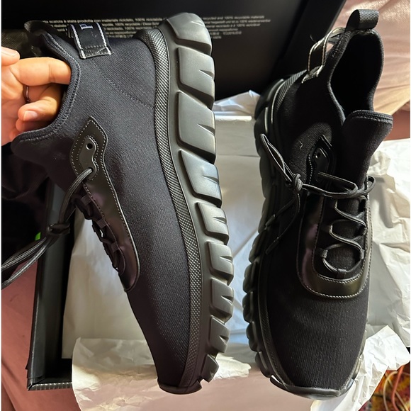 PRADA Men's Allacciate Rush Triangle Logo Knit Sneakers - Picture 16 of 17